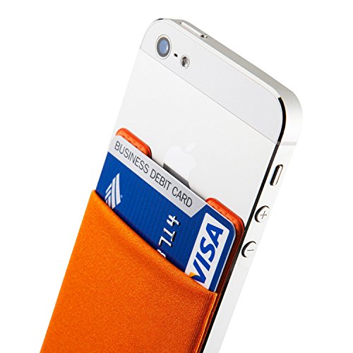 Sinjimoru Basic Cell Phone Wallet Stick On, Phone Card Holder For Back Of Phone Functioning As Adhesive Iphone Wallet & Iphone Card Holder. Sinji Pouch Basic 2 Orange #TOP1