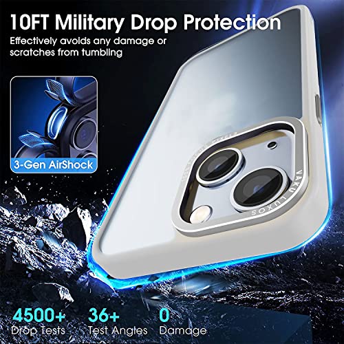Image of Vaku Luxos Trans Armor for iPhone 14 Cover Case, 6 Feet Drop, Metal Ring Camera Protection, Shockproof, Scratch Resistant, Slim, Compatible with iPhone 14 Back Cover - White