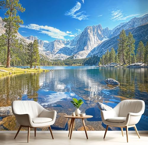 JEDTAKCT Papier Peint Intissé Lac Montagnes Paysage Naturel Poster Tableaux Photo Muraux Utilisé Pour Salon Chambre Chambre D'Enfant Décoration Murale...