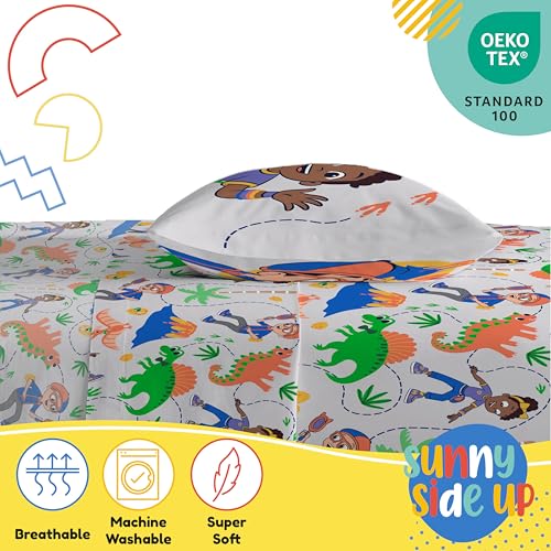 Image of Sunny Side Up Kids Sheet Set Includes Sheets and Pillow Cover - 100% Microfiber Bedding and Room Decor, Gray - Blippi, 3 Piece Twin