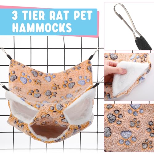 image for Abbylike 9 Pieces Rat Hammock 3 Tier Guinea Pig Ferret Hammocks Small 