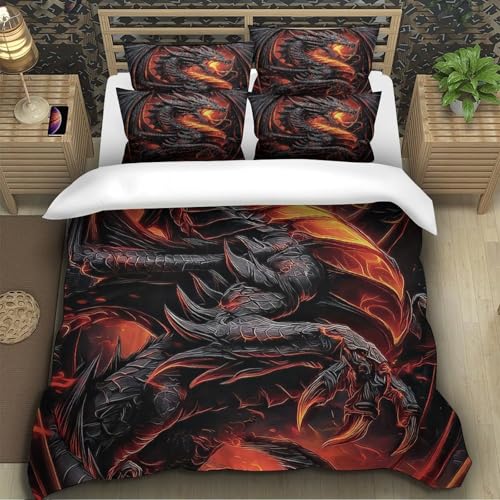 Parure de lit microfibre haut de gamme imprimé dragon 3D - 5