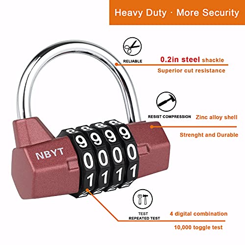 Image of Gym Locker Lock,4 Digit Combination Lock,Safety Password Padlock for School Gym Locker,Sports Locker,Fence,Toolbox,Case,Hasp Storage