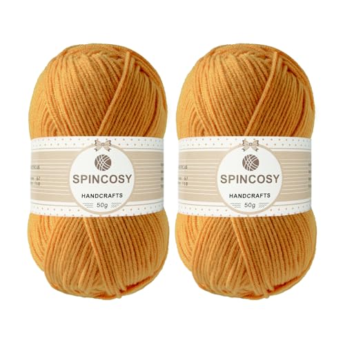 Image of 2 Pcs Crochet Yarn, Feels Soft 280 Yards Assorted Colors 4ply Acrylic Yarn,Yarn for Crochet & Hand Knitting (Amber)