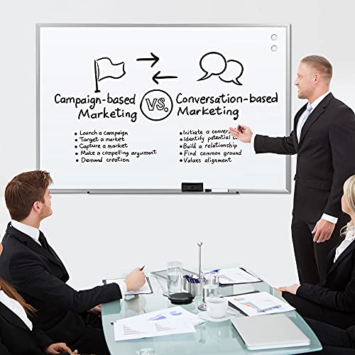 Amazon Basics Large Magnetic Dry Erase Whiteboard with Pen Tray for School, Classroom, Office & Home , 48" x 72", Aluminum frame, Silver/White