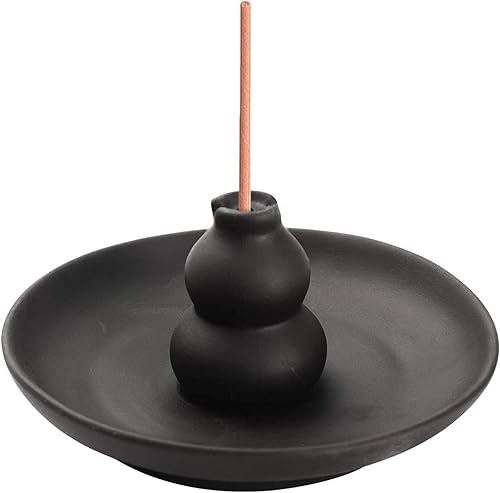 Quemador de incienso de cerámica esmaltada marrón, estilo calabaza, quemador de incienso, soporte para incienso.
