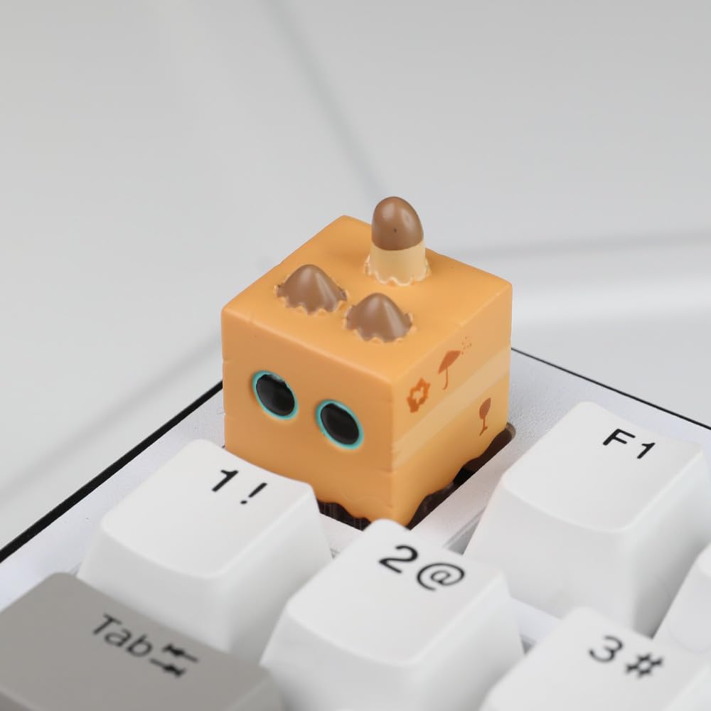 Bright Stone Cute Cat Keycaps,Handmade Cartoon Custom 3D Anime Keycap,Kitten Personalized Replacement Key Cap for Mechanical Gaming Keyboards (Brown)