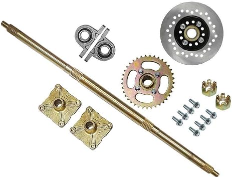32" Rear Axle Kit Drift Trike Go-Kart Rear Live Axle Kit Complete Rear Axle Assembly 420 Sprocket 4 Stud Hub For Quad Atv Buggy Racing Go Kart UTV Cart Mini bike 4 Wheeler 810mm Axles