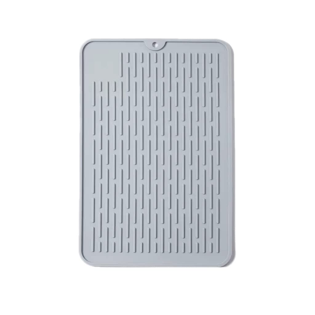 Tapete de drenaje de silicona grande XMING y mantel individual antideslizante gris