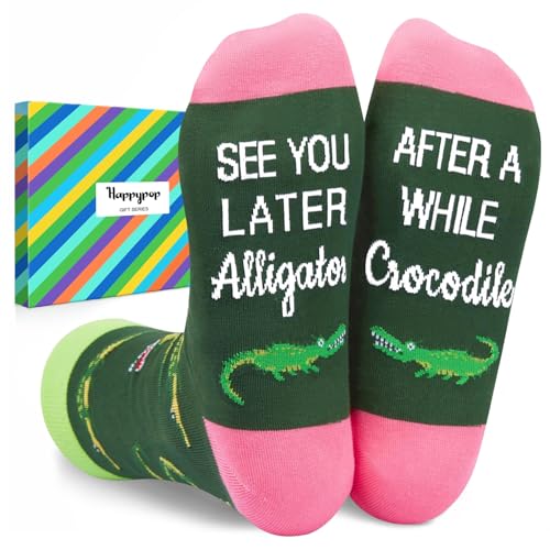 HAPPYPOP Alligator Gifts for Women Men - Funny Alligator Socks Crocodile and Gator Gifts for Teens Girls
