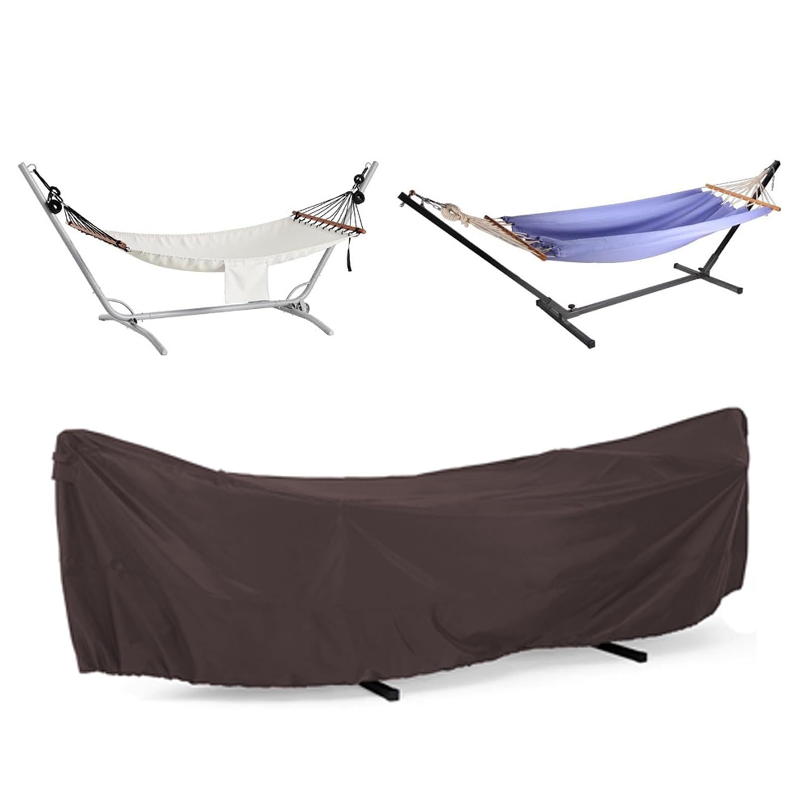 Housse de hamac,Baches Complète Oxford 420D,Tissu Résistant à la Poussière avec Cordon Réglable pour Hamacs d'extérieur et Hamacs Doubles avec Sup(Size:446 * 140 * 97cm,Color:Marron café)