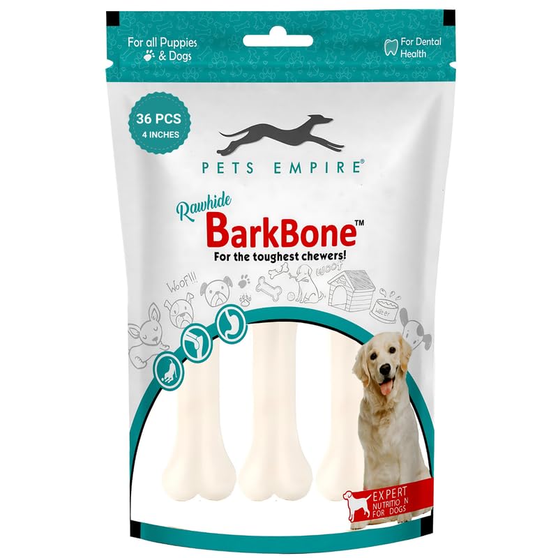 Pets Empire Rawhide Bone for Dogs | Pack of 4inch 36pcs | Rawhide Pressed Chew Stick Young Adult Dog Treat & Dog Food |