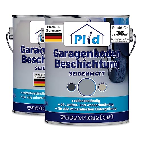 Plid® Garagenbodenbeschichtung Betonfarbe Außen & Innen frostsicher [5L Silbergrau] - Wasser & Wetterbeständig -...