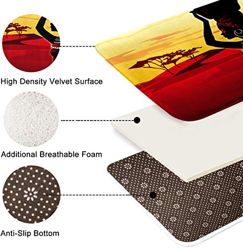 Britimes Bath Mats For Bathroom, Bathroom Mats Rugs No Silp, African Woman Washable Cover Floor Rug Carpets Floor Mat Bathroom Decorations 16X24 Inches For Kitchen Bedroom Indoor #TOP4