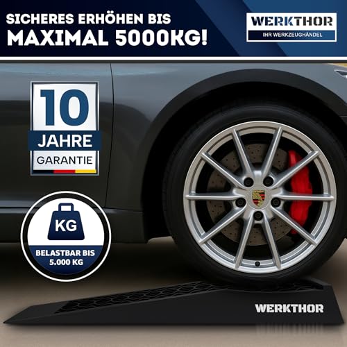 WERKTHOR Auffahrrampe PKW extra flach - [2er Set] Auto Rampe [