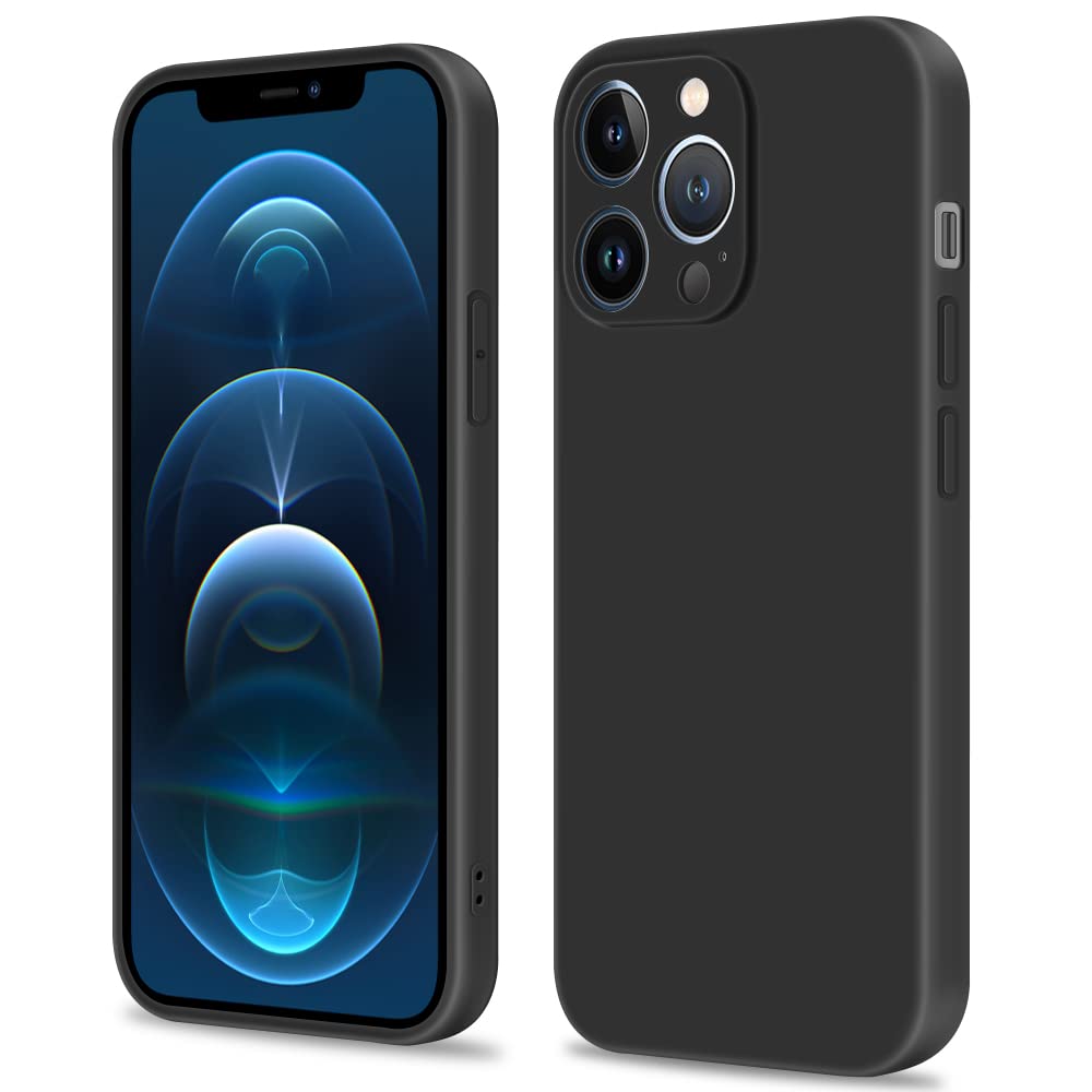 INFOSUN Compatible with apple iPhone 12 Pro Full Coverage for Protective Case, Ultra Slim Soft Silicone Gel TPU Cover, Matte Surface Ultra-Thin Case, for iPhone 12 Pro (Black)