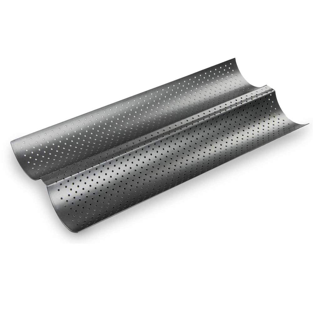 ETiME Plaque de cuisson pour baguettes avec revêtement antiadhésif 2 baguettes noires