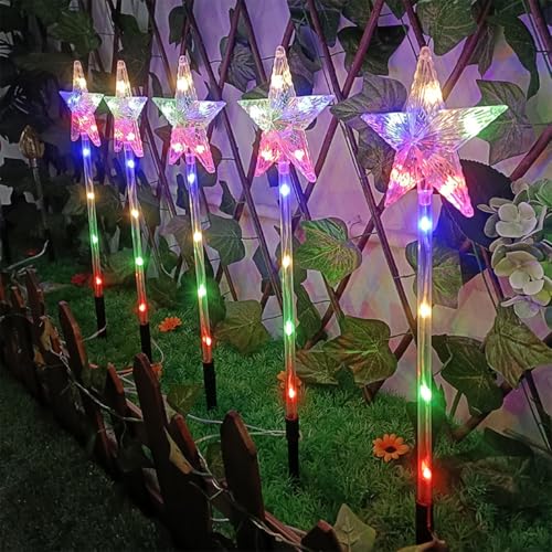 Lanito クリスマスライト ソーラーガーデンライト 屋外 5 in 1 クリスマス ストリングライト クリスマス装飾ライト 星 ライト 埋込み式 夜間自動点灯 8種類モード IP65防水 庭飾り クリスマス飾り (カラー)