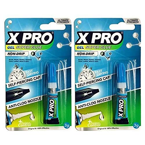 XPRO Gel Super Glue 3g - Non-Drip, Ultimate Strength (Pack of 2)