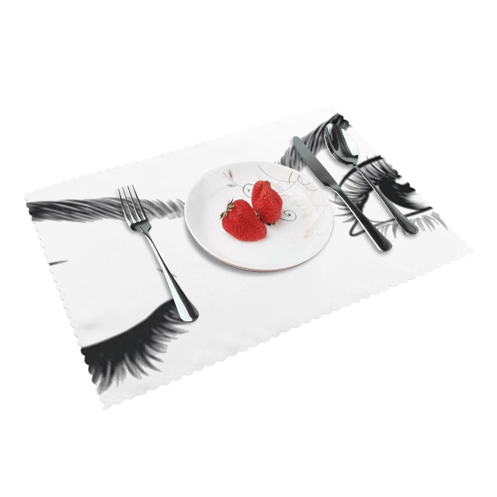 4 PCS Heat Resistant Placemat 45x30 CM, eyelash Printed Non-Slip Place Mats for Kitchen Dining Table Indoor Outdoor