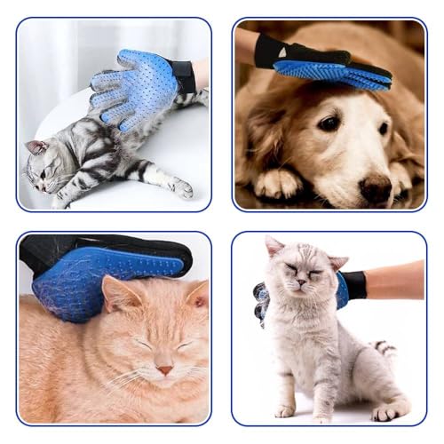 Dreamil Haustier Fellpflege Handschuh 2 Stück Effizienter Tierhaarentferner-Handschuh Massagehandschuh Verwenden mit Verbessertem fün-Finger-Design perfekt für Hunde und Katzen mit langem kurzem Fell