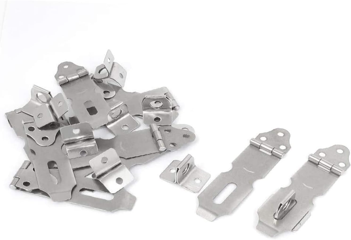 Door Lock Bolt, Latch SlidingBolt,Padlock Hasp, 10pcs Silver Featured Tone Metal Safety Reliable Efficacy Door Clasp Cabinet Gate Lock Padlock Latch Hasp Staple