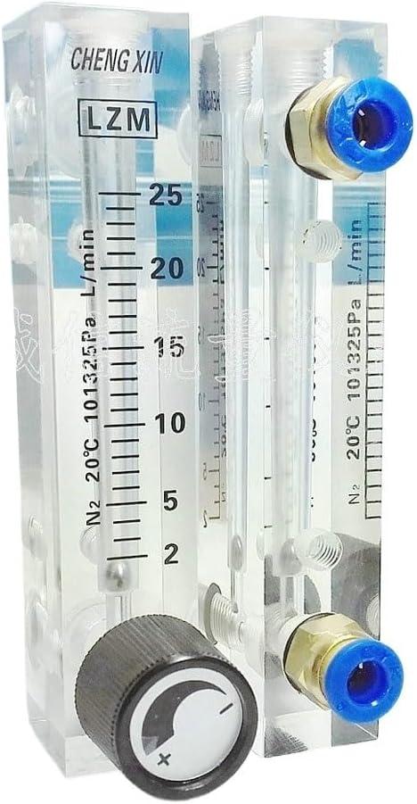 0.1-0.4 0.3-3 2-20 2-25LPM LZM-6T N2 Nitrogen Flowmeter Rotameter with Valve Push in 6mm Tube(0.5-5LPM)