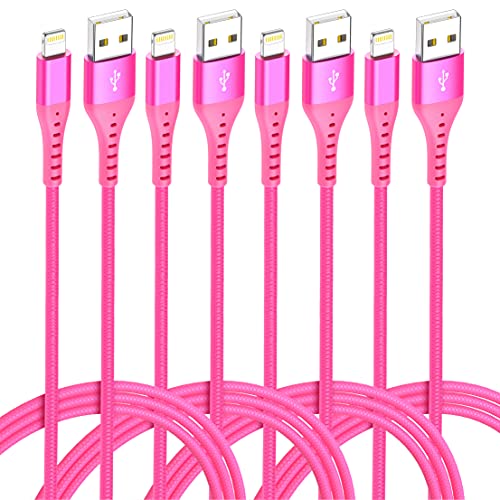 Pink Color iPhone Lightning Cable 4Pack(10/6/6/3ft) Apple MFi Certified Fast Charging Long USB Cord Compatible for iPhone 11Pro MAX Xs XR X 8 7 6S 6 Plus SE 5S 5C (Pink)