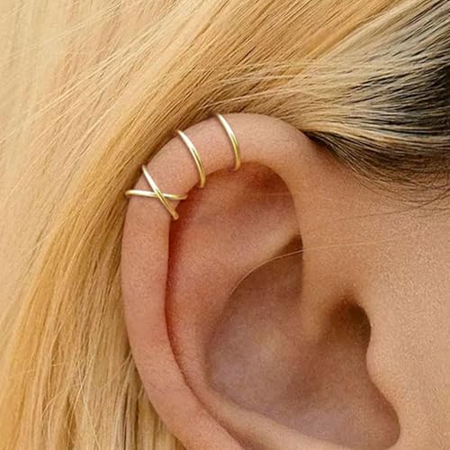 Ear Cuff Earrings for Women Christmas Stocking Stuffers Dainty Gold Ear Cuff Non Pierced Clip on Cartilage Earring Set Stacks Trendy Stuff Jewelry Gifts2