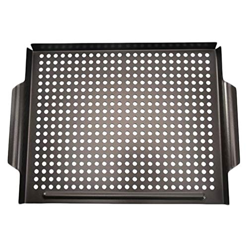 YARNOW 1pièce Poêle à Non-adhésive Pour Barbecue Pan De Avec Bord Repliable Pour Bbq Camping Et Cuisine Extérieur Noir