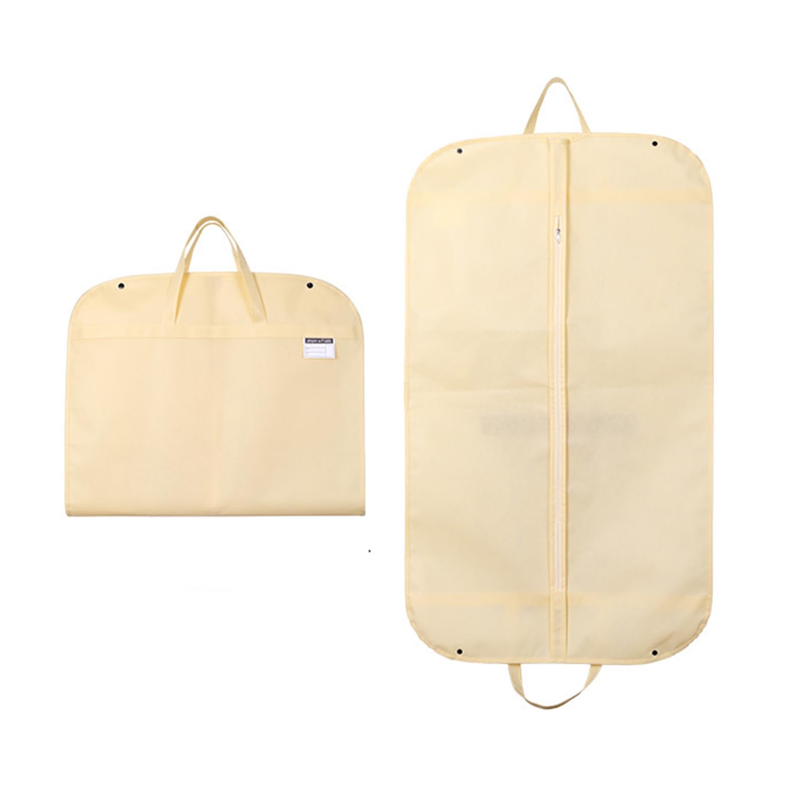 Copriabiti 2 Pezzi Porta Abiti da 39 Pollici Borse Porta Abiti in Tessuto Non Tesuto Traspiranti Borsa da Viaggio Antipolvere da Viaggio con Manici, 100 x 60 cm, Caffè Scuro (Beige 100x60cm)
