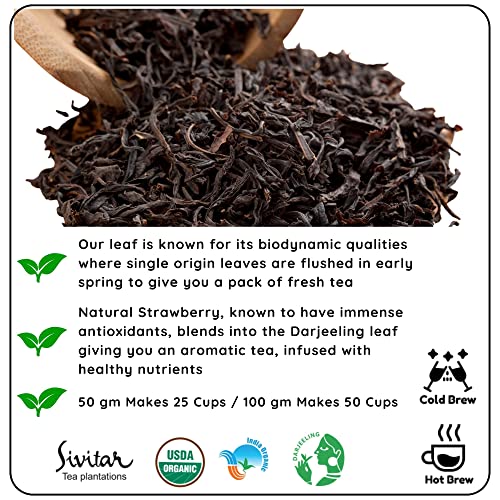 Image of Radhikas Fine Teas Hormonal Balance Strawberry Leaf | Strawberry Green Tea Blend | Fruity Loose Leaf Tea | 50g | Makes 25 Cups