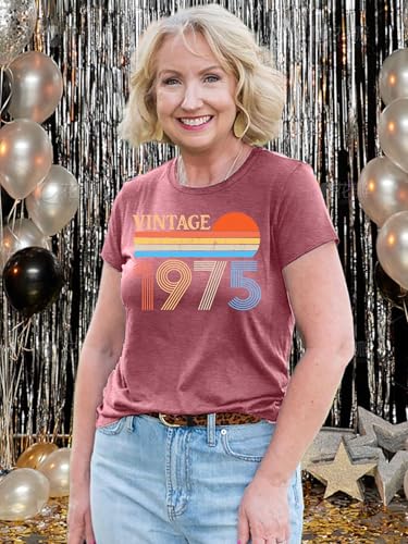 Vintage 1974 T Shirt Women 50th Birthday Gift Shirt 50 Years Old Tee Retro Birthday Short Sleeve Top2