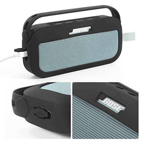 Protective Cover Carrying Silicone Case with Handle Compatible with Bose SoundLink Flex Bluetooth Portable Speaker (Black) - Thumbnail 2