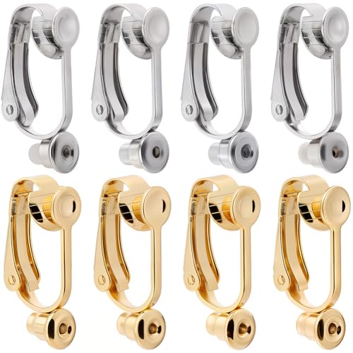 SUNNYCLUE 20Pcs Clips de Boucle d'oreille en Acier Inoxydable Clip Doré sur Convertisseurs de...
