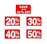 Up to 50% Percent Off Sign Bundle Pack, 7' x 11': 20%, 30%, 40% & 50%, 5 Each, 25 Pack