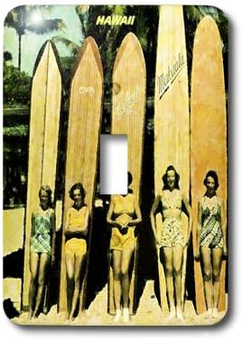 3dRose LLC lsp_46610_1 5 Vintage Ladies In Hawaii with Surf Boards Single Toggle Switch image 4