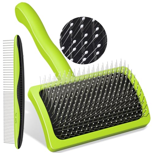 Pecute Professionale Spazzola per Gatti e Cani, Cardatore per Cani, Autopulente Spazzola Cane con Cuscino d'Aria Pelo Lungo, Togliere Eccesso e Morti Peli Animali, Lunghezza dell'ago 15 mm, S