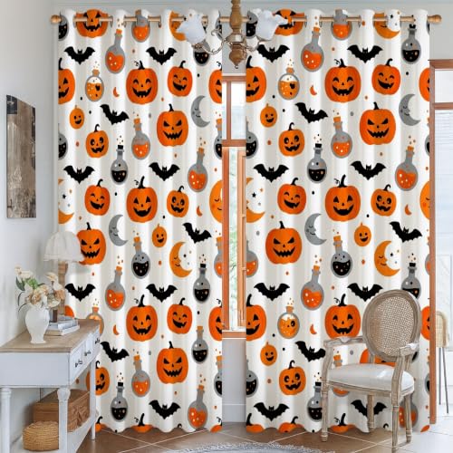 Rideaux occultants citrouilles pour créer une ambiance d'Halloween au salon - 3