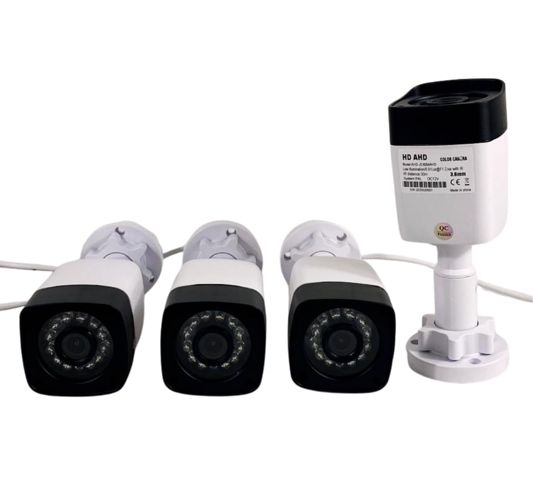 Kit di Videosorveglianza AHD IP Cloud, DVR + 4 Telecamere FULL CCTV HD Infrarossi, Visione Notturna, Sensore Movimento, h.264, Sorveglianza Domestica Professionale P2P