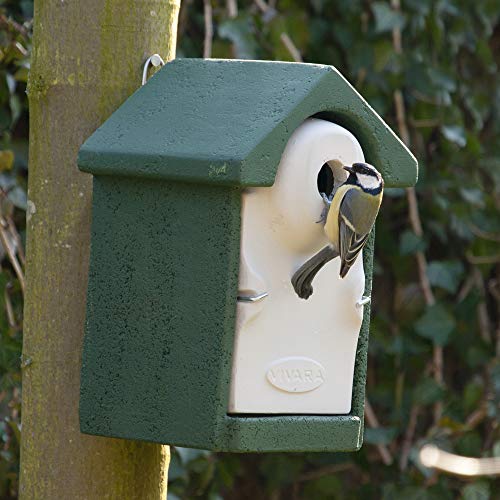 CJ Wildlife Nistkasten – Vogelnistkasten für draußen wetterfest – Marderschutz – Holzbeton Woodstone – Einflugöffnung 32 mm – für Meisen, Kleiber, Sperlinge – 24x12x12 cm – 6,5 kg