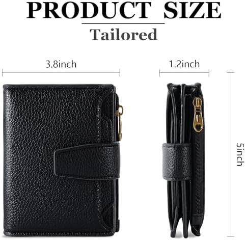 Airkit Small Wallet Women RFID Blocking Genuine Leather Bifold Compact Card Holder for Women with Zipper Coin Pocket 4 ID Windows - 2