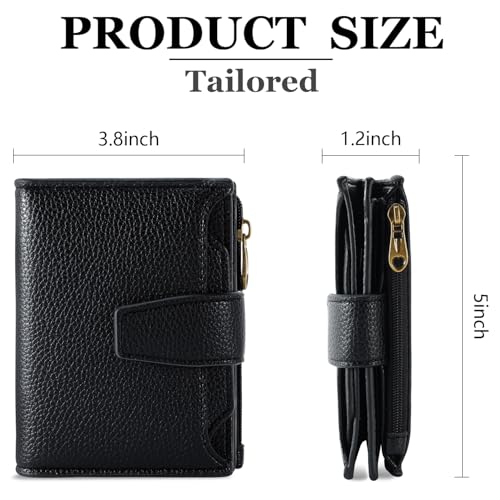 Airkit Small Wallet Women RFID Blocking Genuine Leather Bifold Compact Card Holder for Women with Zipper Coin Pocket 4 ID Windows image 5