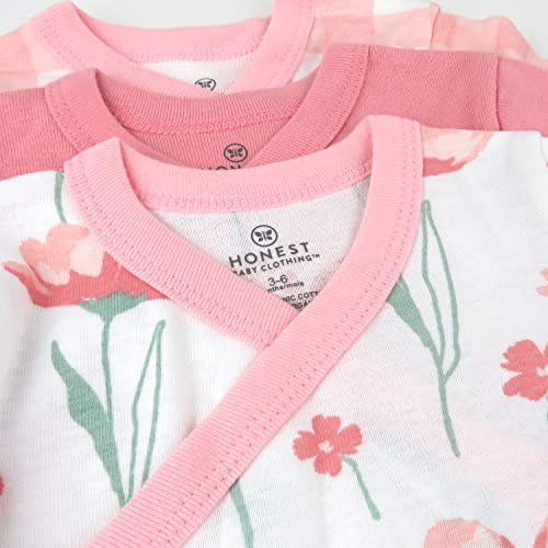 Image of HonestBaby Baby 3-Pack Organic Cotton Long Sleeve Side-snap Kimono Bodysuits