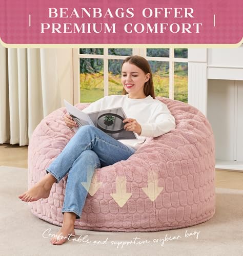 Image of Hobestluk Large Bean Bag Chairs 3FT Big Adults BeanBag Chairs Plush Cover