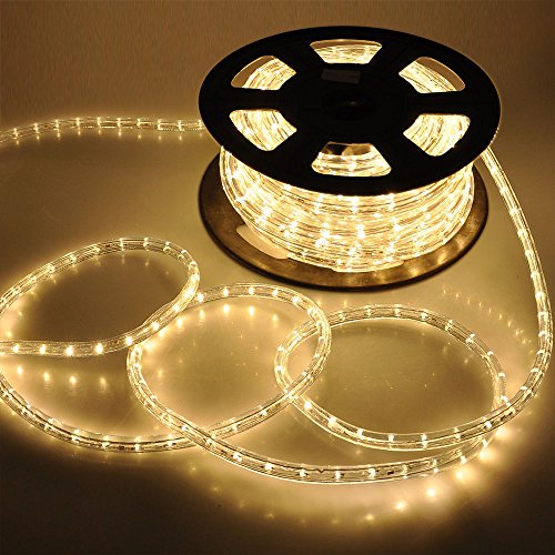 KOZUMUWAN チューブライト LED ロープライト 2芯 300球 10m 直径10mm 連結可能 イルミネーション 防水電源付き 防雨 屋内 屋外 1m単位切断可能 折り曲げ 造形用 公園 駅前 ベランダ 階段 (シャンパンゴールド 金)
