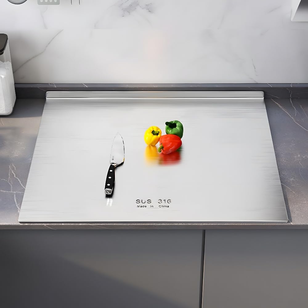 Tabla de cortar profesional de acero inoxidable de 60 x 60 cm, superficie duradera de acero inoxidable 316 para restaurantes, panaderías y cocina en casa, fácil de limpiar e higiénica