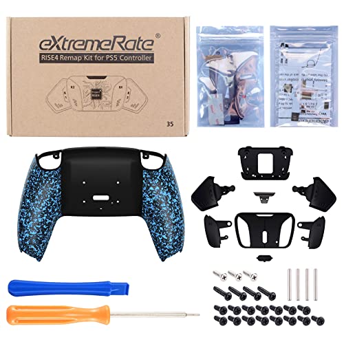 Extremerate Textured Blue Programable Rise4 Remap Kit For Ps5 Controller Bdm 010 & Bdm 020, Upgrade Board & Redesigned Back Shell & 4 Back Buttons For Ps5 Controller - Controller Not Included #TOP2