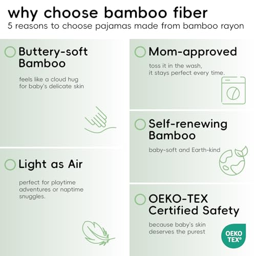 pureborn Baby Toddler Kids Viscose from Bamboo Pajamas Set Pjs 2pcs 18M-8Y4