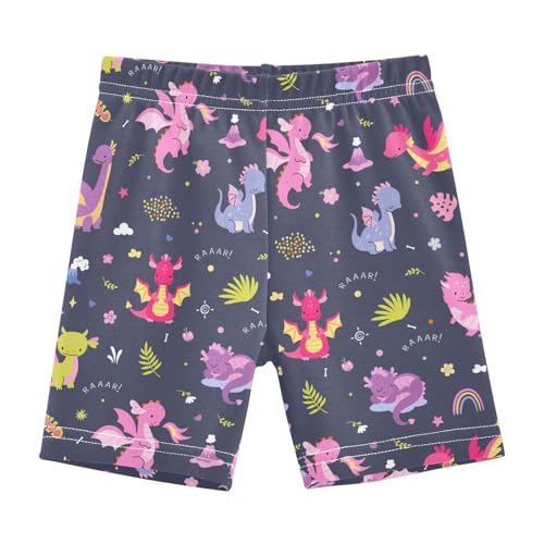 JHKKU Girls Cute Dragon Shorts Cotton Cartwheel Bike Kids Biker Under Dress Dance Short Girl Clothes 10Y